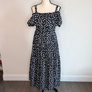 Dolce & Gabbana Black and White Polka Dot Maxi Dress